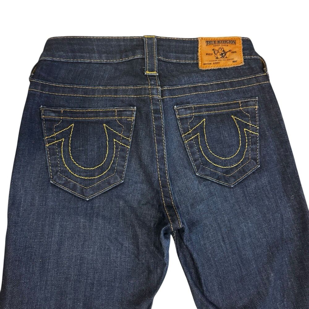 True Religion Jeans Women’s Avery Low Rise Straight Leg Sz 24 Dark Wash Stretch - Picture 7 of 7